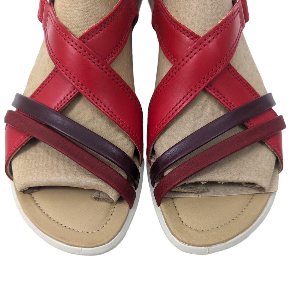 ECCO Leather Felicia Sandals NEW Womens 42 11 11.5 Red Strappy Velcro Closure - Picture 4 of 14